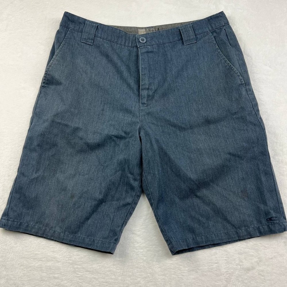 O'Neill Men's Contact Twill‎ Chino Shorts Flat Front Blue Size 32
